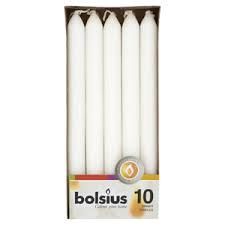 НАБІР СВІЧОК BOLSIUS 23 СМ 10 ШТ. | БІЛИЙ