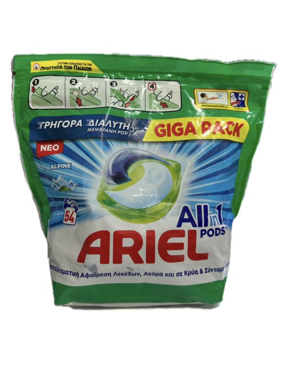 Ariel alpine капсули для прання All in 1 Pods 54шт