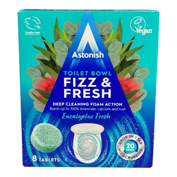 Таблетки для чищення унітазів Astonish Fizz&Fresh з ароматом евкаліпта 8 шт. Таблетки для чищення унітазів Astonish Fizz&Fresh з ароматом евкаліпта 8 шт.