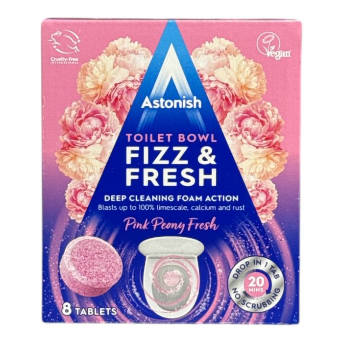 Таблетки для чищення унітазів Astonish Fizz&Fresh з ароматом півонії 8 шт
