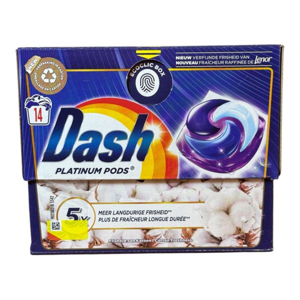 Капсули для прання Dash platinum pods coton universal  4in1 ,14 шт