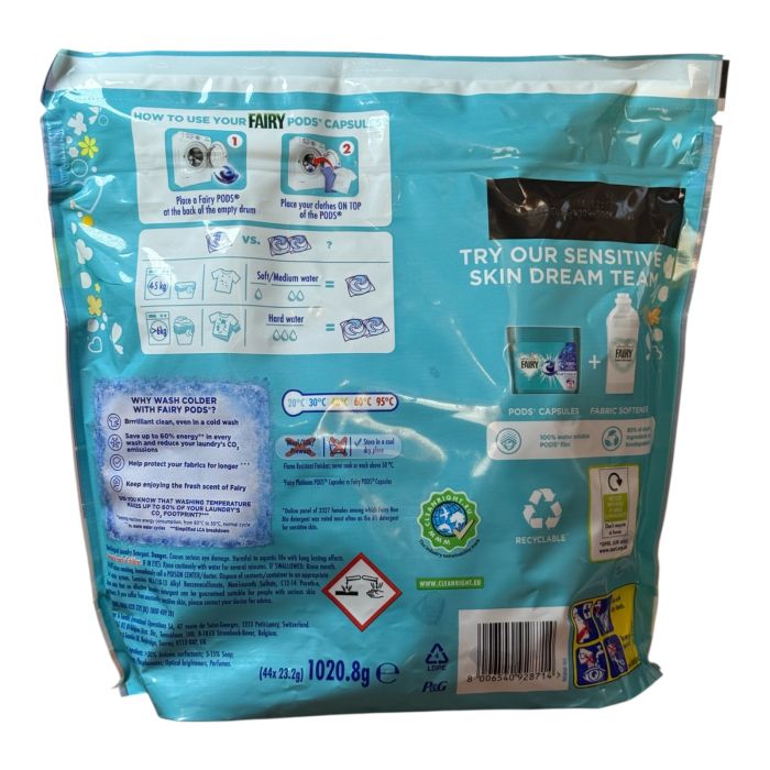 Капсули для прання дитячої білизни Fairy Platinum Non-Bio Extra 44шт
