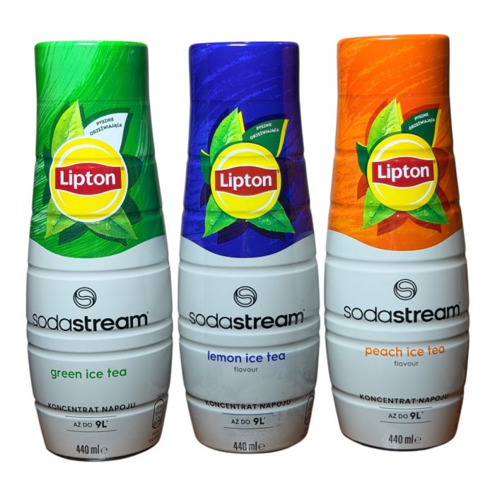 Набір  сиропів Sodastream LIPTON 3 штуки Lemon Ice Tea, Peach Ice Tea, Green Ice Tea 440ml*3