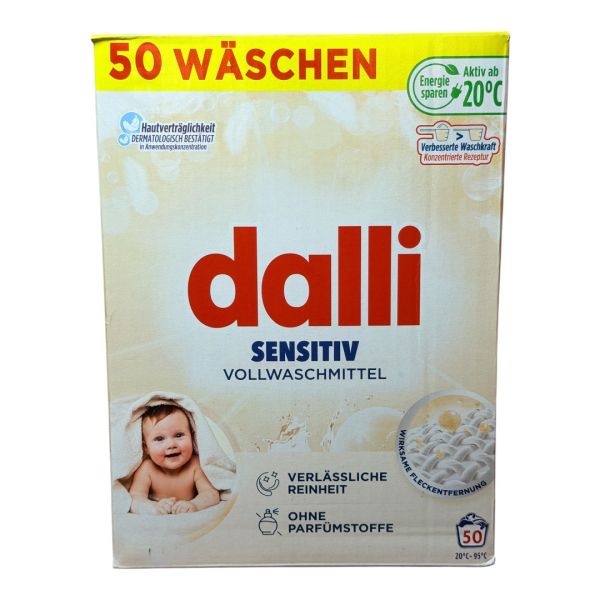 Пральний порошок для дитячих речей Dalli Sensitiv 3.12 кг 48 циклів прання