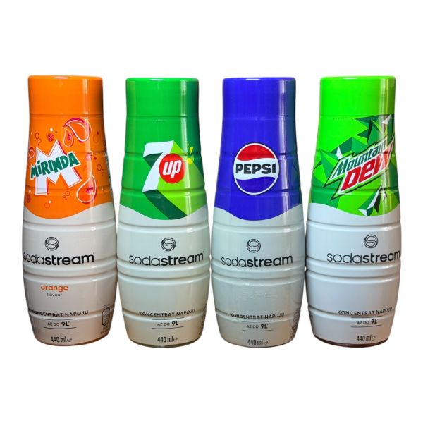 Набір сиропів Sodastream 4 штуки 4x MIRINDA, 7up, PEPSI, Mountain DEW 440ml*4
