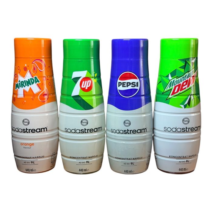 Набір сиропів Sodastream 4 штуки 4x MIRINDA, 7up, PEPSI, Mountain DEW 440ml*4