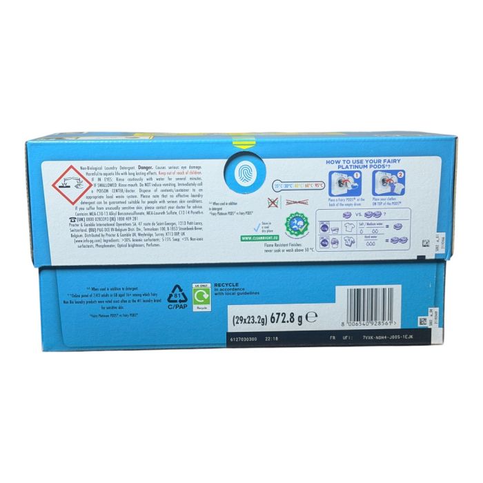 Капсули для прання дитячої білизни Fairy Platinum Non-Bio Extra 4in1 29 шт
