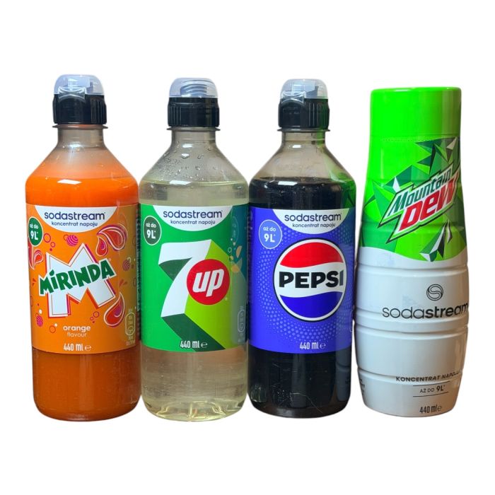 Набір сиропів Sodastream 4 штуки 4x MIRINDA, 7up, PEPSI, Mountain DEW 440ml*4