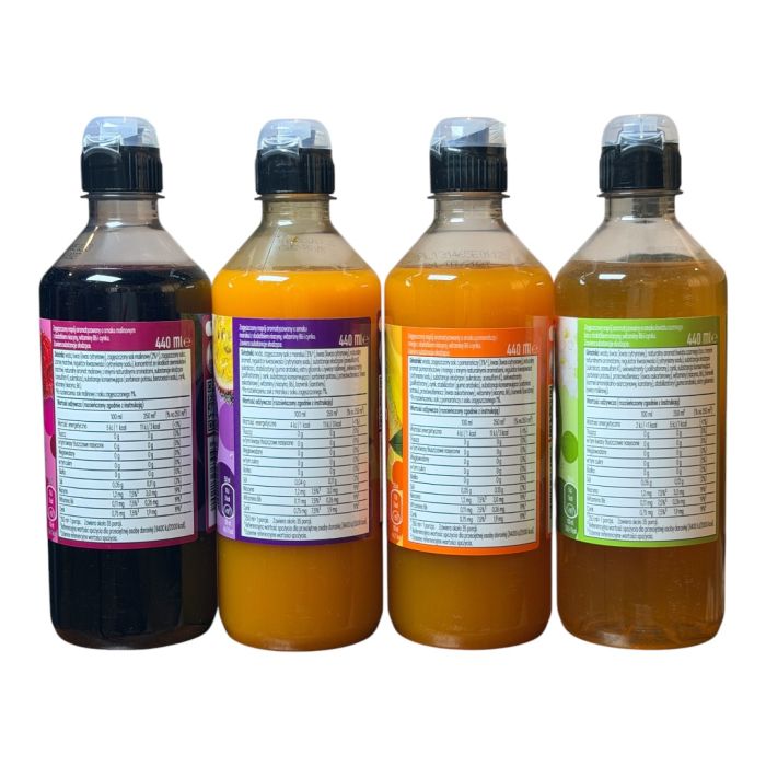Набір фруктових сиропів Sodastream 4 штуки Malina, marakuja, pomarancza mango, kwiat czarnego bzu 440ml*4