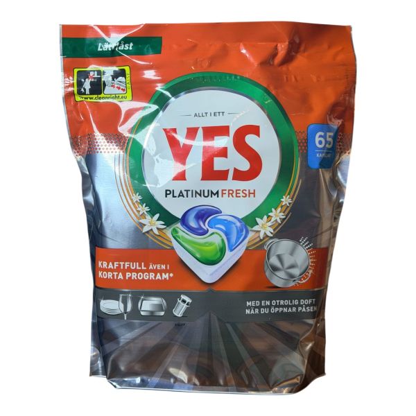Капсули для посудомийних машин YES Platinum Fresh All In One 65 шт