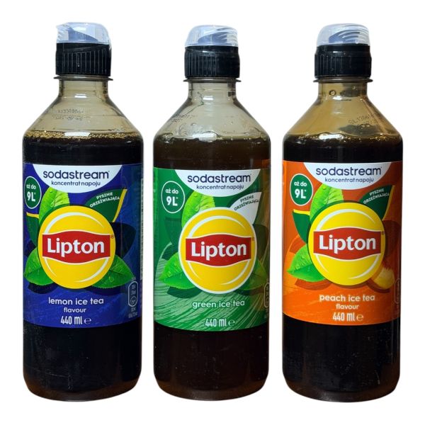 Набір  сиропів Sodastream LIPTON 3 штуки Lemon Ice Tea, Peach Ice Tea, Green Ice Tea 440ml*3